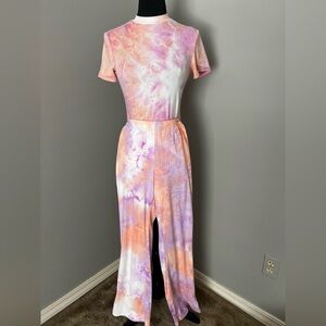 Pastel tie-dye print stretch super soft 2pc set Sz L